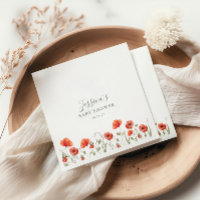 Custom Red Poppy Garden Floral Baby Shower