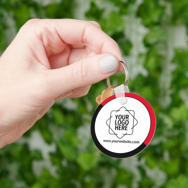 Custom Red Promotional Business Logo Branded Keych Key Ring (Hand)