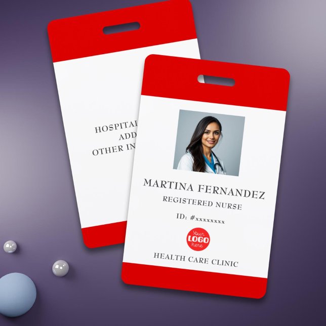 Custom Red Registered Nurse Employee Photo ID Badge (Creator Uploaded)
