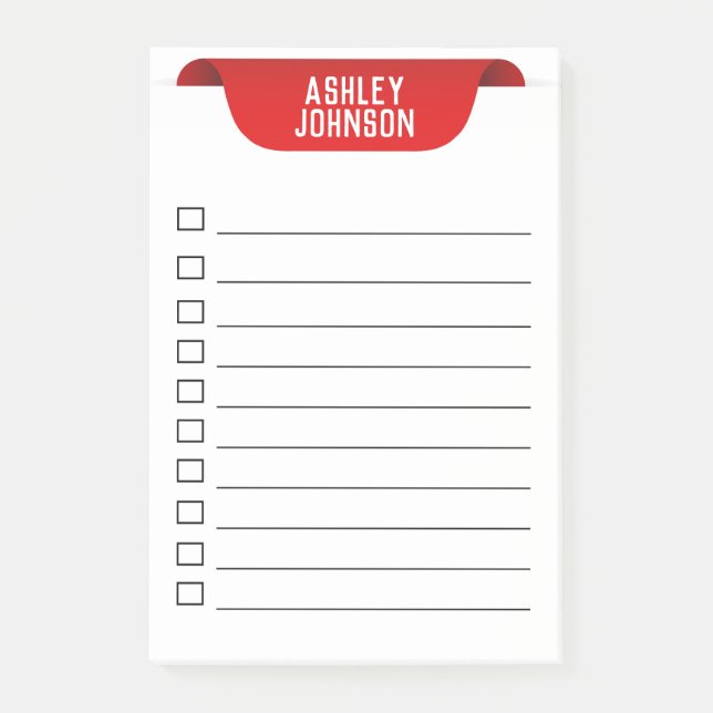 Custom Red Ribbon Name Tag Post-it Notes (Front)