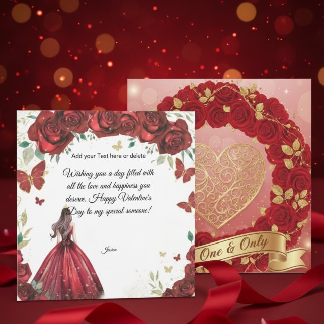 Custom Red Rose Dress Valentine's Day Card (Creator Uploaded)