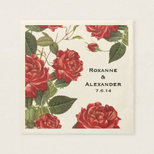 Custom Red Rose Paper Napkins