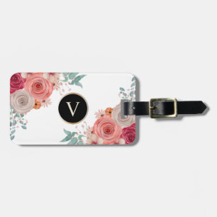 Custom red rose travel luggage tag