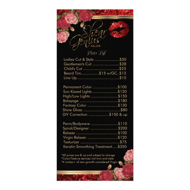 Custom - Red Roses Lip Glitter- Black Rack Card (Front)