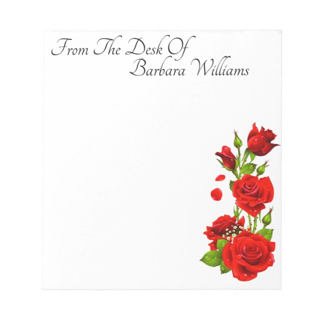 Custom Red Roses Notepad (Front)