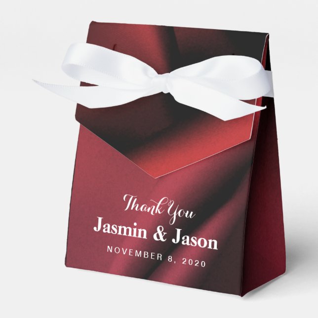 Custom Red Silk Wedding Favour Box (Front Side)