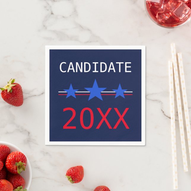 Custom Red Stripes And Blue Stars 2024 Elections Napkin (Insitu)