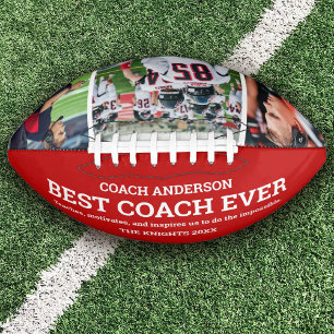 Custom Red Team Best Coach Ever Photo Collage Football
