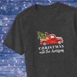 Custom Red Truck Matching Family Christmas T-Shirt<br><div class="desc">This Holiday Season,  encourage your family to wear matching shirts with our collection of cute designs that can be personalised with a name. Pick your favourite colour and shirt style before you add them to your cart. 🎄</div>