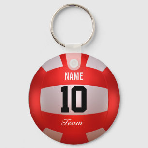 Custom Red Volleyball Key Ring