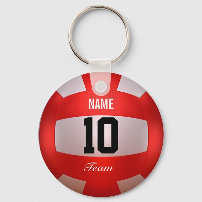 Custom Red Volleyball Key Ring (Front)
