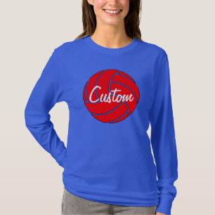 Custom Red Volleyball Long Sleeve T-shirt