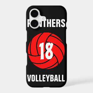 Custom Red Volleyball Number & Team Phone Case