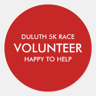 Custom Red Volunteer Classic Round Sticker