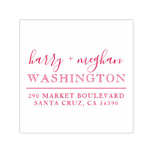 Custom  Red Wedding Names Script Return Address Self-inking Stamp