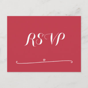 Custom Red Wedding RSVP Postcards With Heart