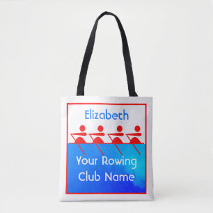 Custom Red White Blue Women's Rowing Team Tote Bag