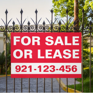 Custom Red White For Sale or Lease Real Estate Banner