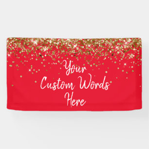 Custom Red White & Gold Birthday Party Photo Booth Banner