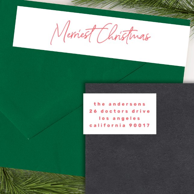 Custom Red White Text Holiday Christmas Sticker Wrap Around Label (Creator Uploaded)