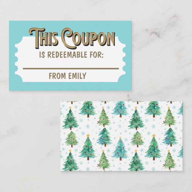 Custom Redeemable Ticket Gift Coupon Xmas Card  (Front/Back)