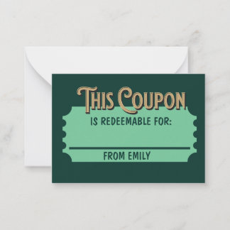 Custom Redeemable Ticket Gift Idea Coupon Card