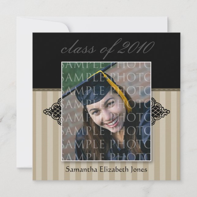 CUSTOM Regal SQUARE Graduation Invitation (taupe) (Front)