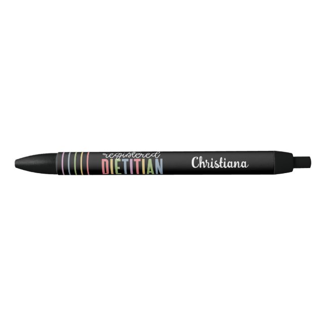 Custom Registered Dietician Cute Colourful Black Ink Pen (Front)