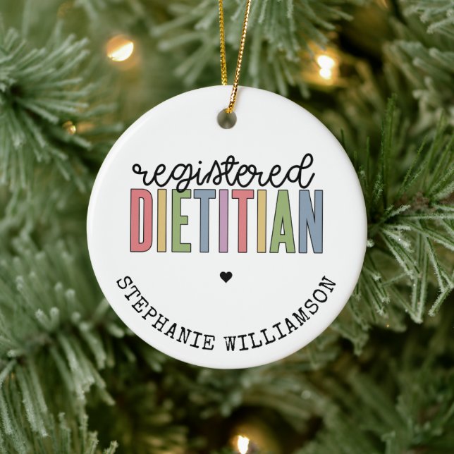 Custom Registered Dietician Multicolored RD Ceramic Ornament (Tree)
