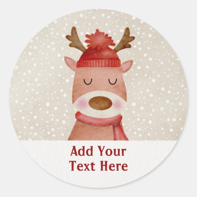 Custom Reindeer Christmas Stickers Gift Tags (Front)