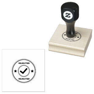 Custom REJECTED Red Ink Office Wood Tool Vermilion Rubber Stamp
