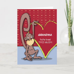 Custom Relation, Cute Monkey on Valentine’s Day Holiday Card