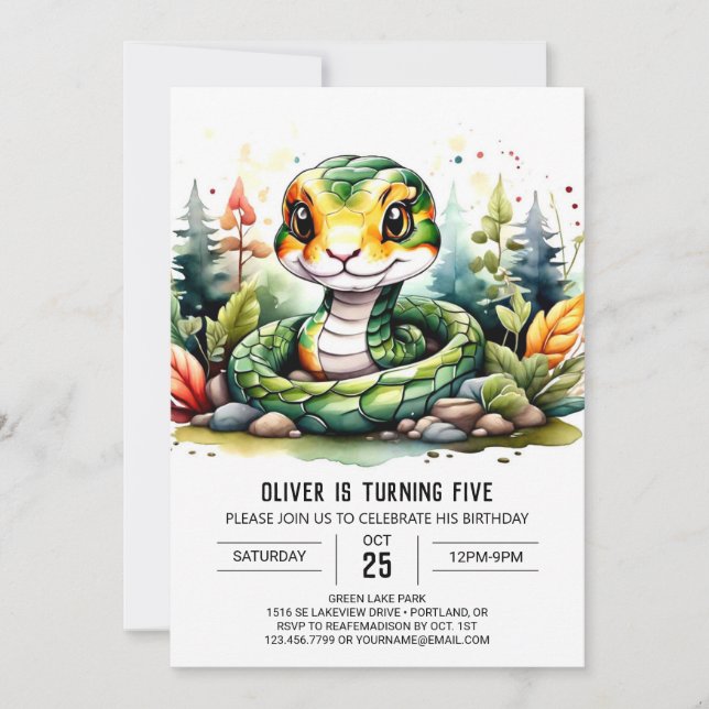 Custom Reptile Kids Birthday Party Invitation (Front)