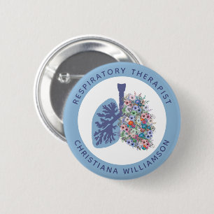 Custom Respiratory Therapist Floral Lungs Gift 6 Cm Round Badge