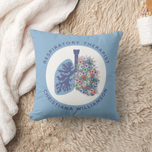 Custom Respiratory Therapist Floral Lungs Gift Cushion (Blanket)