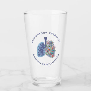 Custom Respiratory Therapist Floral Lungs Gift Glass