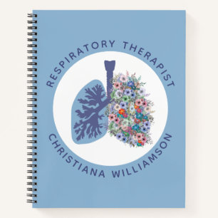Custom Respiratory Therapist Floral Lungs Gift Notebook