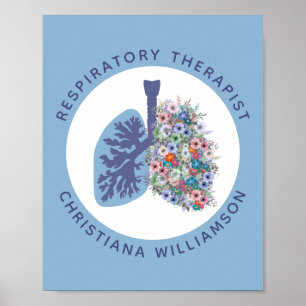 Custom Respiratory Therapist Floral Lungs Gift Poster