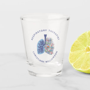 Custom Respiratory Therapist Floral Lungs Gift Shot Glass