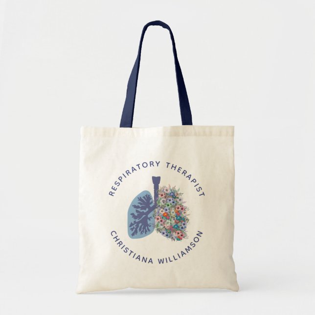 Custom Respiratory Therapist Floral Lungs Gift Tote Bag (Front)