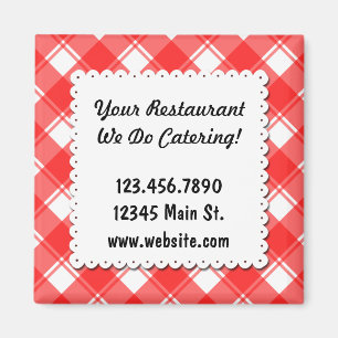 Custom Restaurant Business Red Plaid Magnet