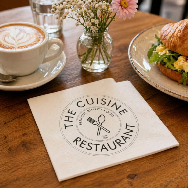 Custom Restaurant Logo Modern Square  Napkin (Custom Restaurant Logo Modern Square Napkins)