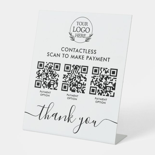 Custom Retail Pedestal Sign with Multi-QR Code Pay (Front)