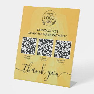 Custom Retail Pedestal Sign with Multi-QR Code Pay