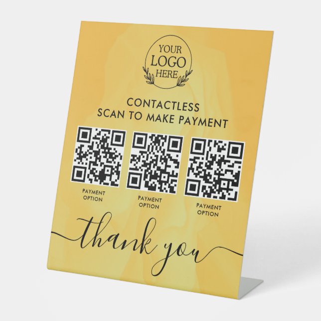 Custom Retail Pedestal Sign with Multi-QR Code Pay (Front)