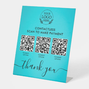 Custom Retail Pedestal Sign with Multi-QR Code Pay