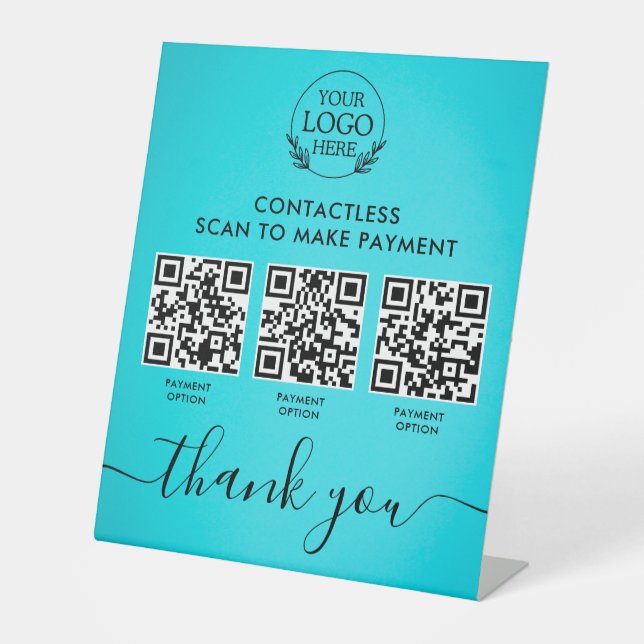 Custom Retail Pedestal Sign with Multi-QR Code Pay (Front)