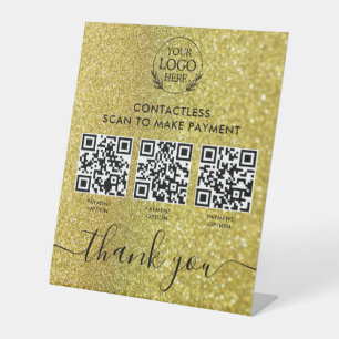 Custom Retail Pedestal Sign with Multi-QR Code Pay