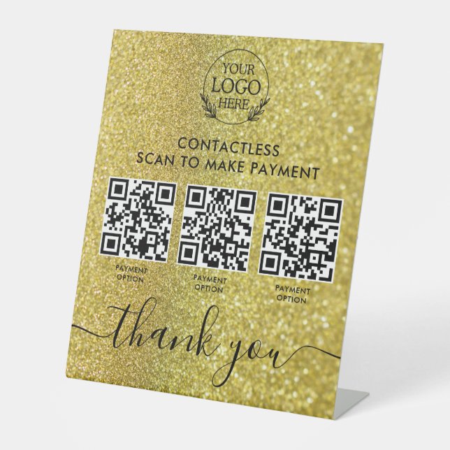 Custom Retail Pedestal Sign with Multi-QR Code Pay (Front)