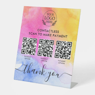 Custom Retail Pedestal Sign with Multi-QR Code Pay